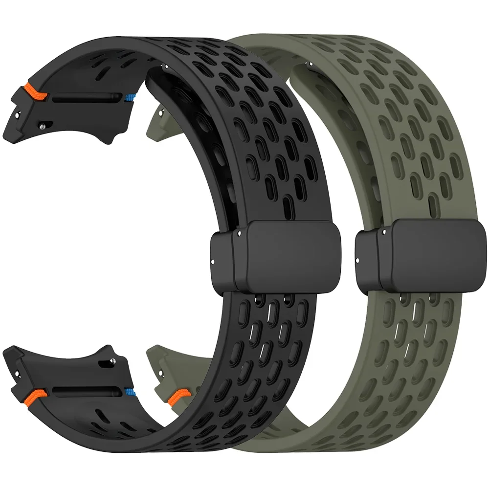 Magnetic Buckle Silicone Watch Strap with No-Gap Design