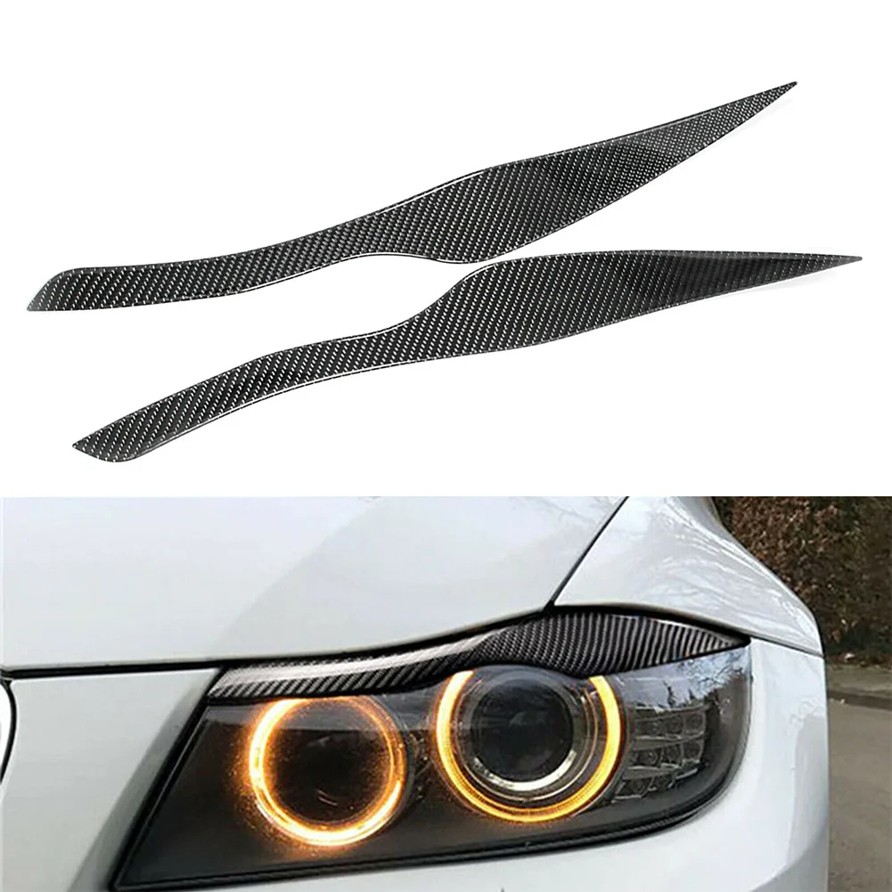 

2pcs Car Headlight Eyelid Cover Eyebrow Eye Lid Trim Carbon Fiber Style For BMW E90 E91 3 Series 2004 2005 2006 2007 2008