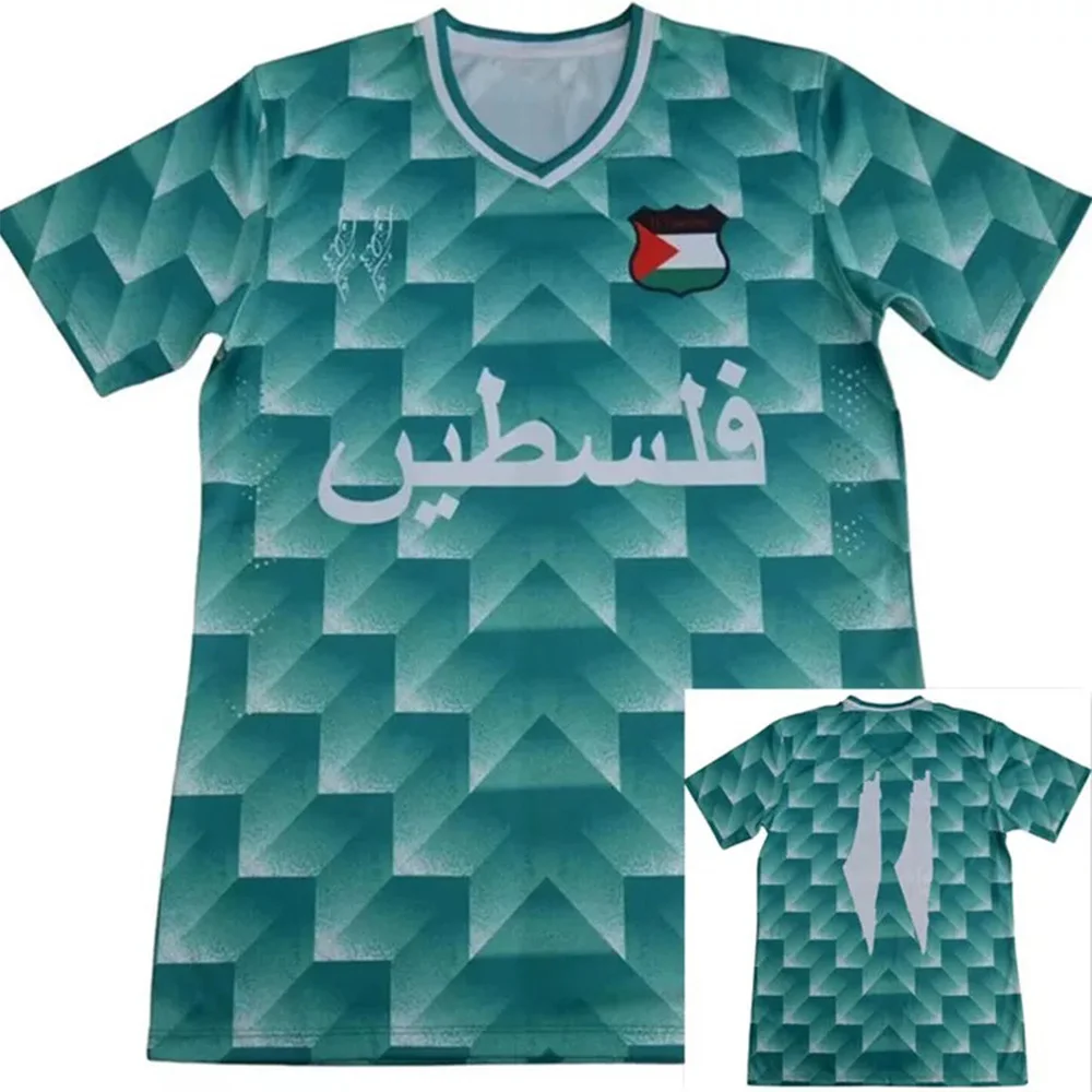 Palestine Soccer Jerseys Black Center Stripe Red Green Football Shirt War Justice March Uniform Kits