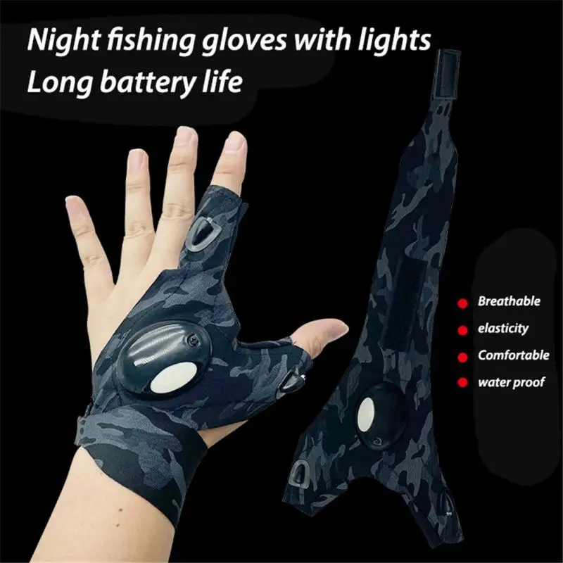 Outdoor Fishing Gloves LED Night Lighting Work Fishing Half Finger Gloves  Portable Flashlight Gloves For Night Riding Lighting - AliExpress