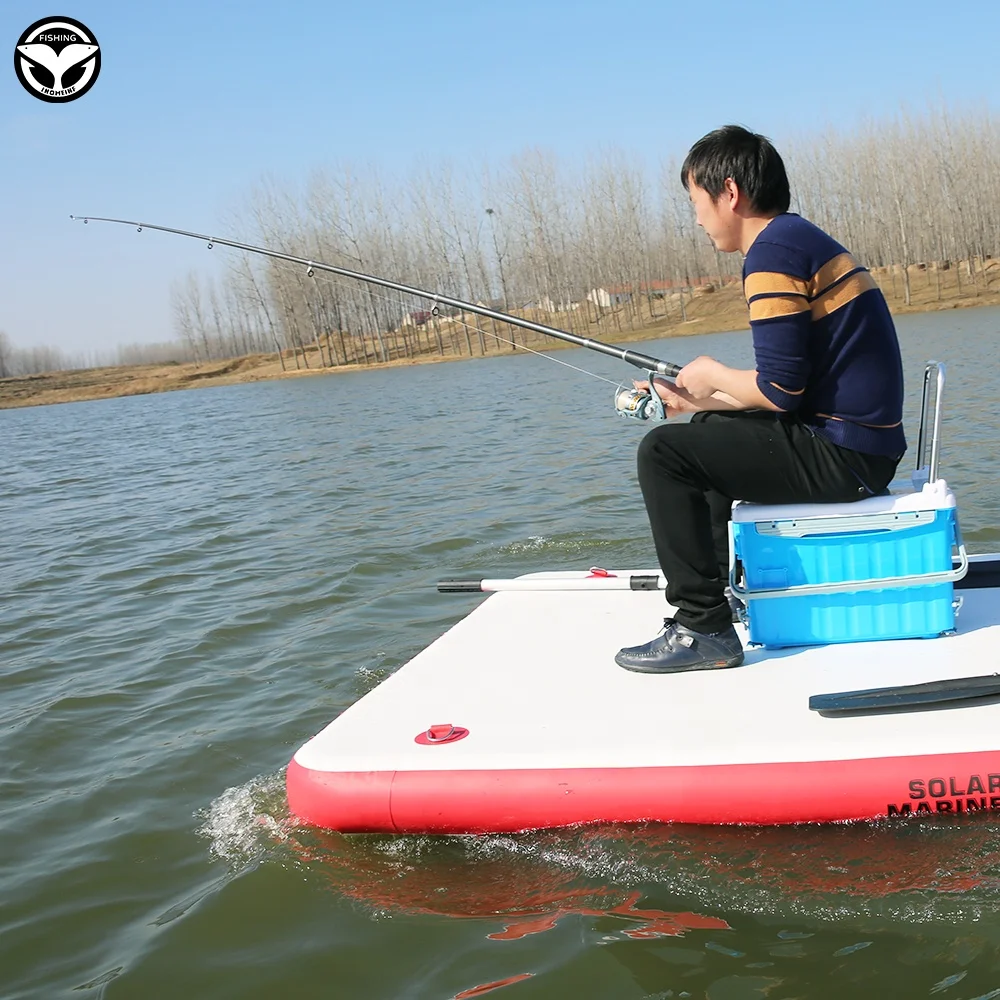 DWF Fishing Floating Water Platform Wear-resistant Inflatable Air Deck  Drop-stitch Dock + Paddles + Hand-pump for 1-3 Person