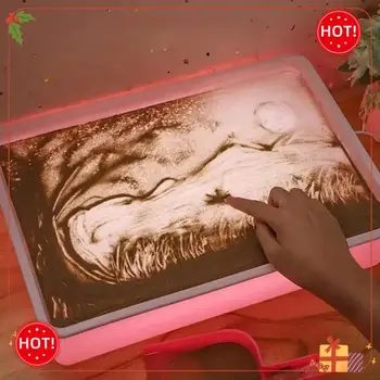 Durable-DIY Creativity Table Sand Art Drawing Light Box For Kids Mini Tabletop Lightbox With LED For Sand Art Holiday Xmas Pink 1
