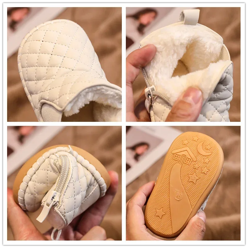 Winter Baby Girls Boys Snow Boots Warm Plush Children Outdoor Shoes Soft Sole Non-slip Infant Shoes Kids Cotton-padded