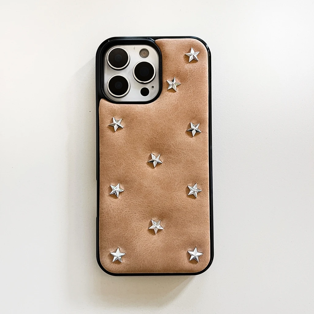 Elegant Silver Stars Leather Shockproof Phone Case - Full Screen Protective Cover