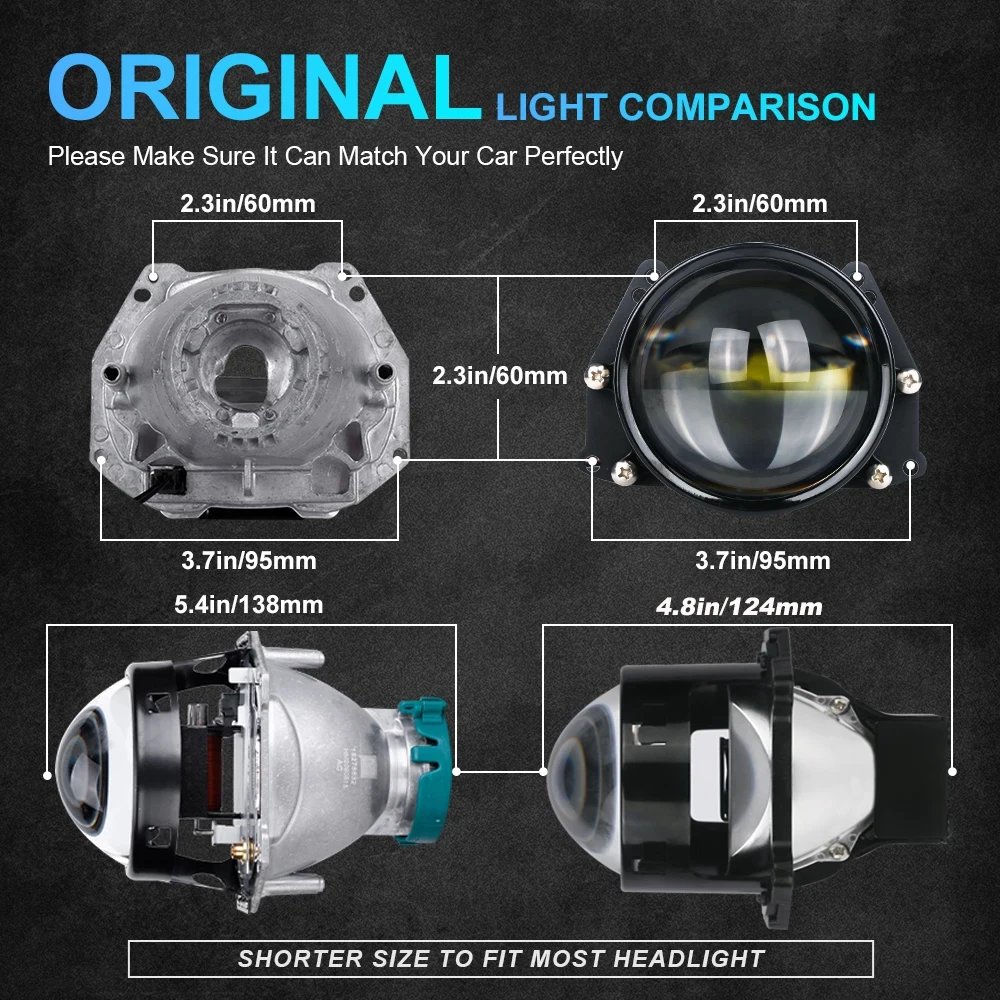 NLpear 2PCS 3 Inch Bi LED Projector Headlights Lenses for Hella LED Lights Projector 120W 40000LM Diode Headlamp Car Accessories 4