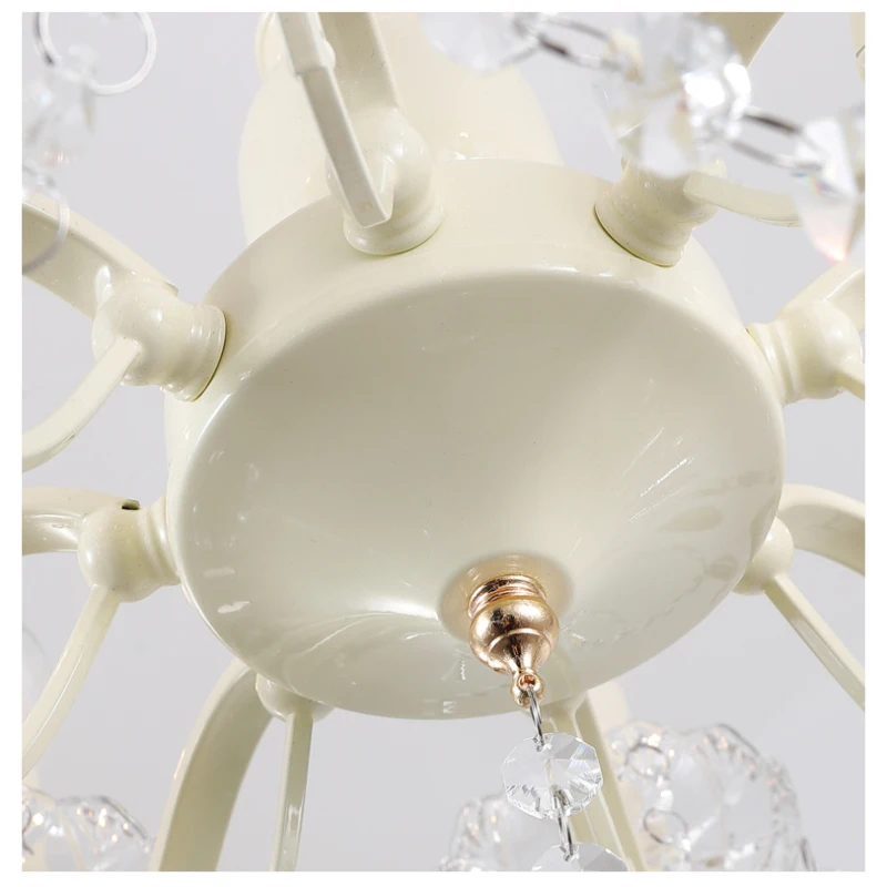 French Crystal Chandeliers Milky White Crystal Lamps Light Luxury Cream Style Dining Table Princess Room Girl Bedroom Chandelier