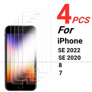 Protecteur d'écran pour iPhone SE 2022 2022, lot de 2 ou 4 pièces, verre à colle complète pour iPhone SE 2020 7 8
