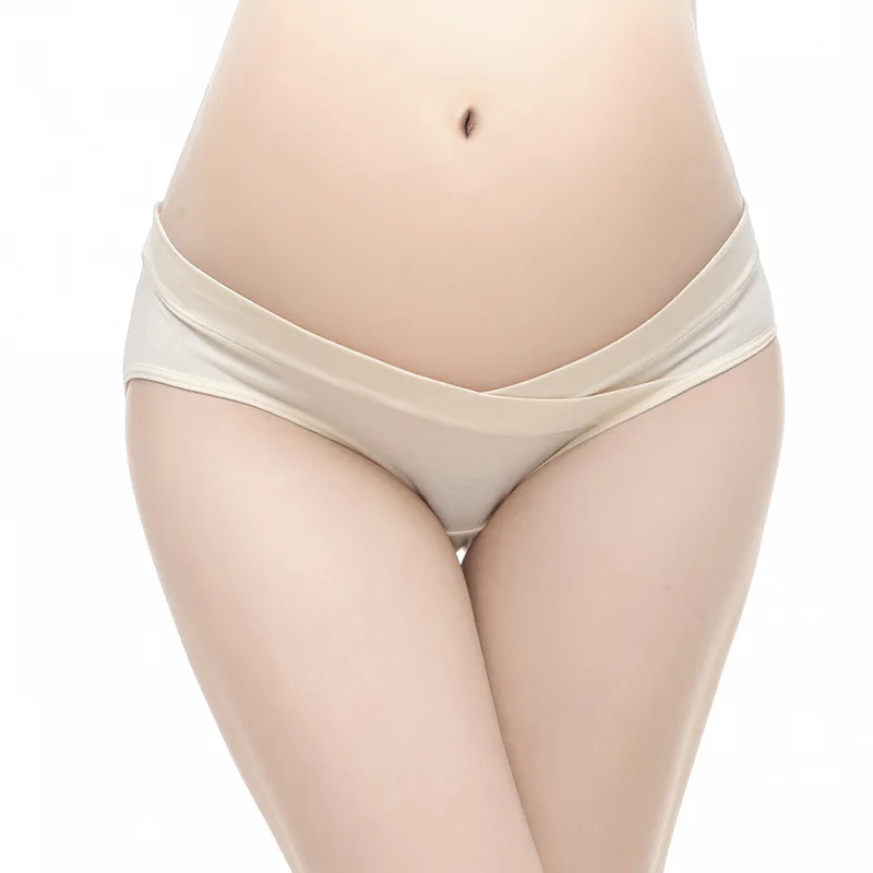 Maternity Underwear Cotton Maternity Pregnant Underwear Postpartum Mother Under Bump Panties V-Shaped Soft Belly Support Panty Breathable
