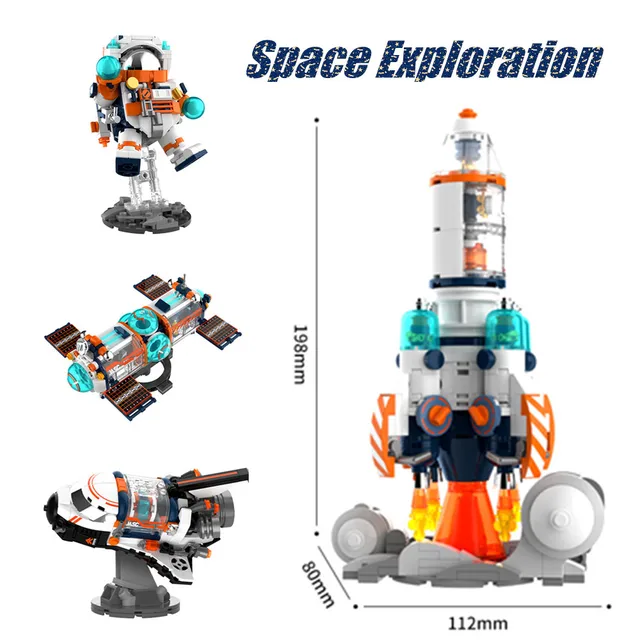 SPACE NASAS-lanzadera de cohete, astronauta, nave espacial, juguetes de lanzamiento, modelo de centro, bloques de construcción, regalo para niños 1