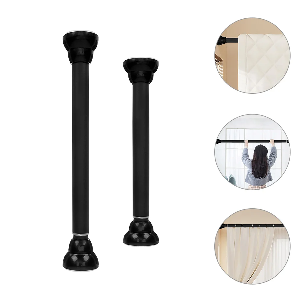 

2 Pcs Clothes Rail Drapery Rods Adjustable Tie Door Curtain Rubber Shower Closet Tension Retractable