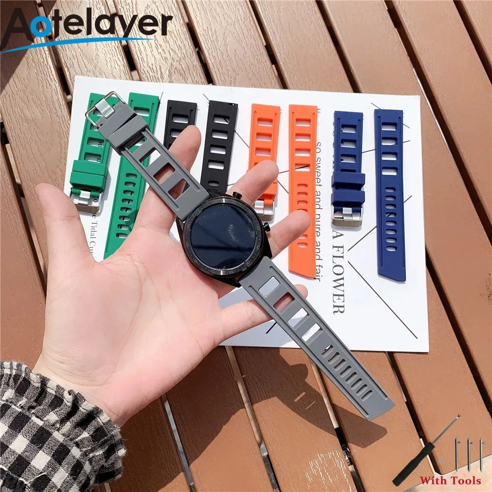 20mm 22mm Quick Release Silicone Rubber Watch Strap Waterproof Universal Band Belt for Samsung/Huawei Smart Watch Replace Belt