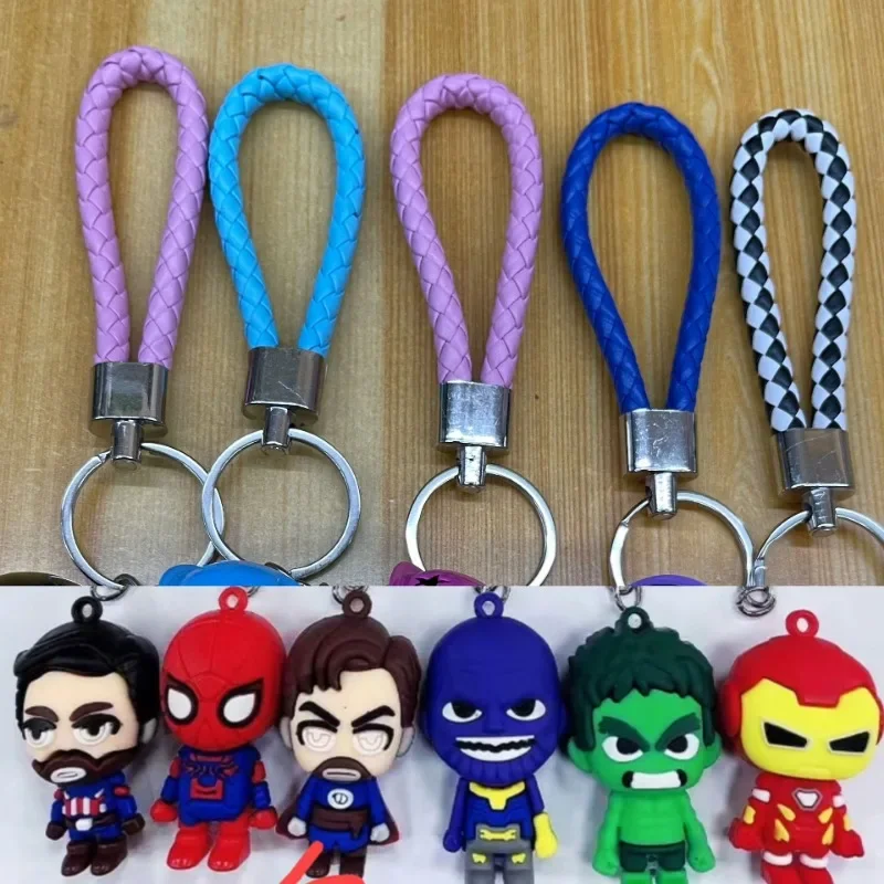 5 قطعة مضفر ملون بولي Leather الجلود سلاسل المفاتيح لون عشوائي المنسوجة يدويا حقيبة بها بنفسك حقيبة قلادة سيارة حلية كيرينغ الرجال النساء مفتاح الزينة