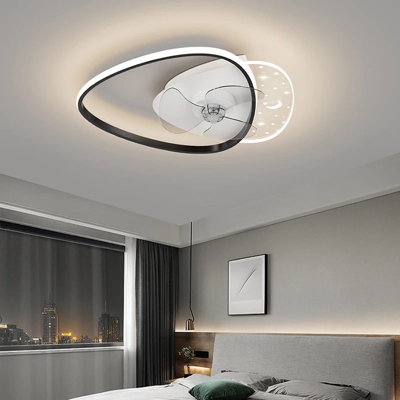 

Modern LED Ceiling Light with Fans DC Fan Bedroom Living Room Dimmable Decorative Lamps Ventilated Silent with Remote Control
