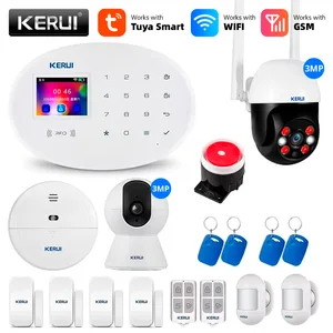 KERUI Tuya WIFI GSM Alarm System Smart Home Security Buglar RFID APP Wireless Motion Door Sensor Detector IP Camera Siren Alexa