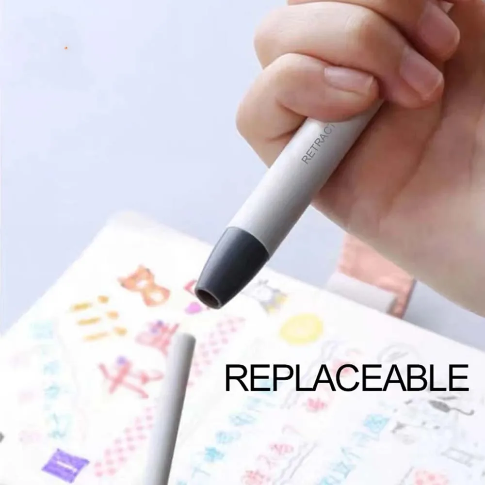 Pencil Eraser Eraser Pen Eraser Refillable Pen Retractable Eraser A Set of Push-pull Eraser Pen Shape Design Easy to Use Rubber Soft Not Easy to Deform Suitable for Study Office Art