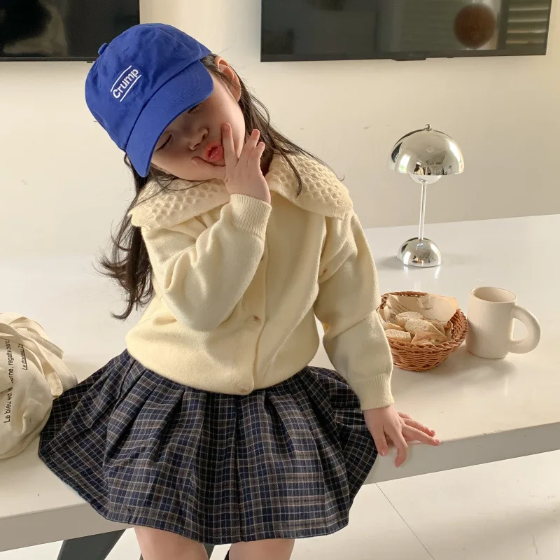 여아 스커트 2026 봄 가을 신상 아동복 한국 스타일  소녀 대학 스타일 어린이 외국 스타일 플리츠 스커트