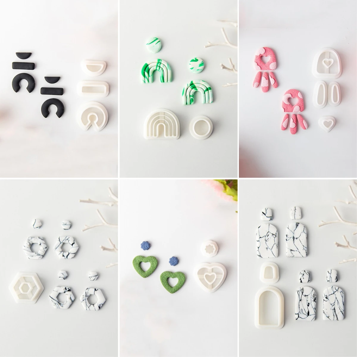 Geometric Shape Soft Pottery Polymer Clay Cutter Ellipse Hollow French Earrings Cut Mold Earring Jewelry Pendant Making