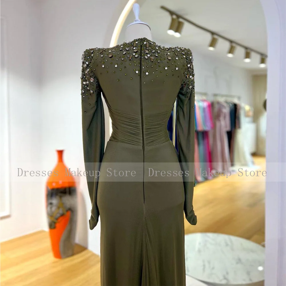 Luxury Evening Dress Crystal Long Sleeves Royal Blue Wedding Guest Gowns for Women 2023 Mermaid/Trumpet O Neck Modest Prom Dress 5