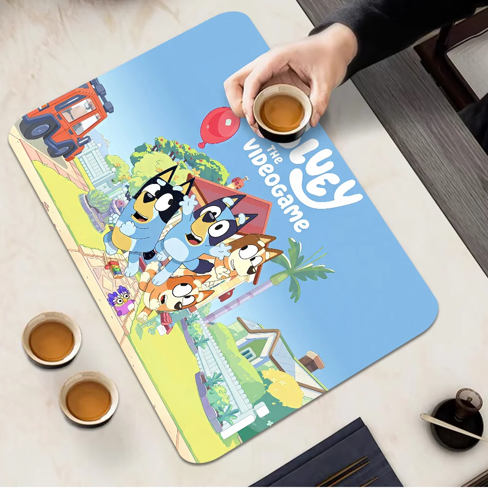 Cartoon B-Blueys Kitchen Draining Mat Non-slip Drain Dish Mats Coffee Pad Heat Resistant Placemat Dinnerware Dustproof Pads 6