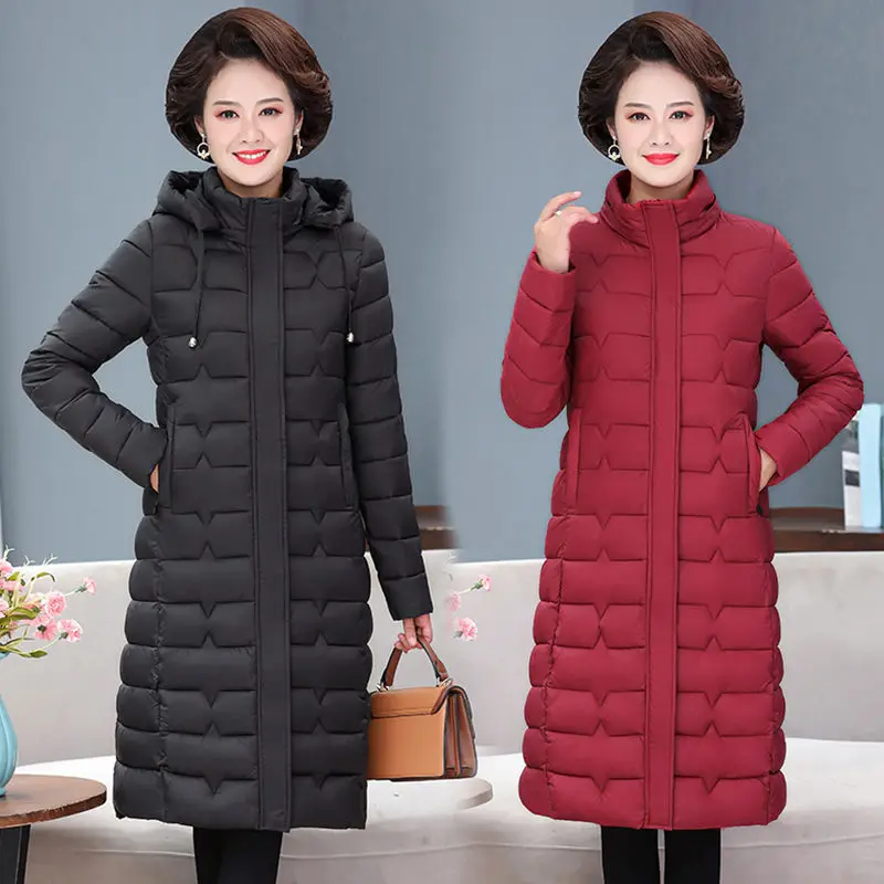 

2023 Winter White Long Jacket Women Zipper Hooded Parkas Coat New Female Loose Padded Cotton Thickening Warm Puffer Jackets D503