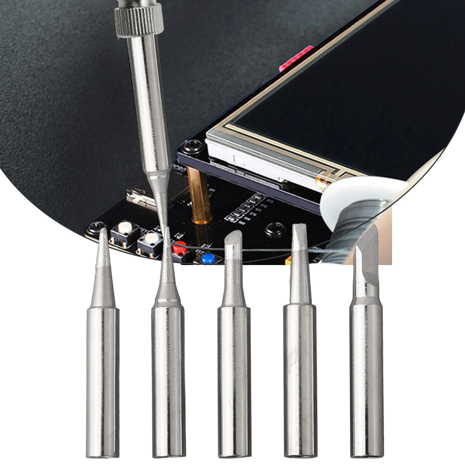 

Multi Size Copper Soldering Iron Tip Set For Various Welding Needs 5pcs Replacement Tips For 936 Soldering Iron
