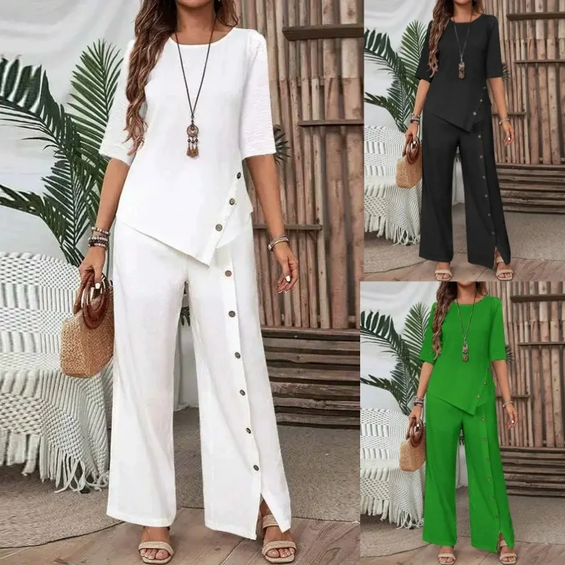 Casual Women Two Piece Pullover Shirt and Pant Suits