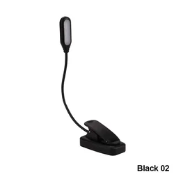 Compact Adjustable LED Clip - On Night Light for Eye Protection - Portable Battery - Powered Reading Lamp (Black 02)