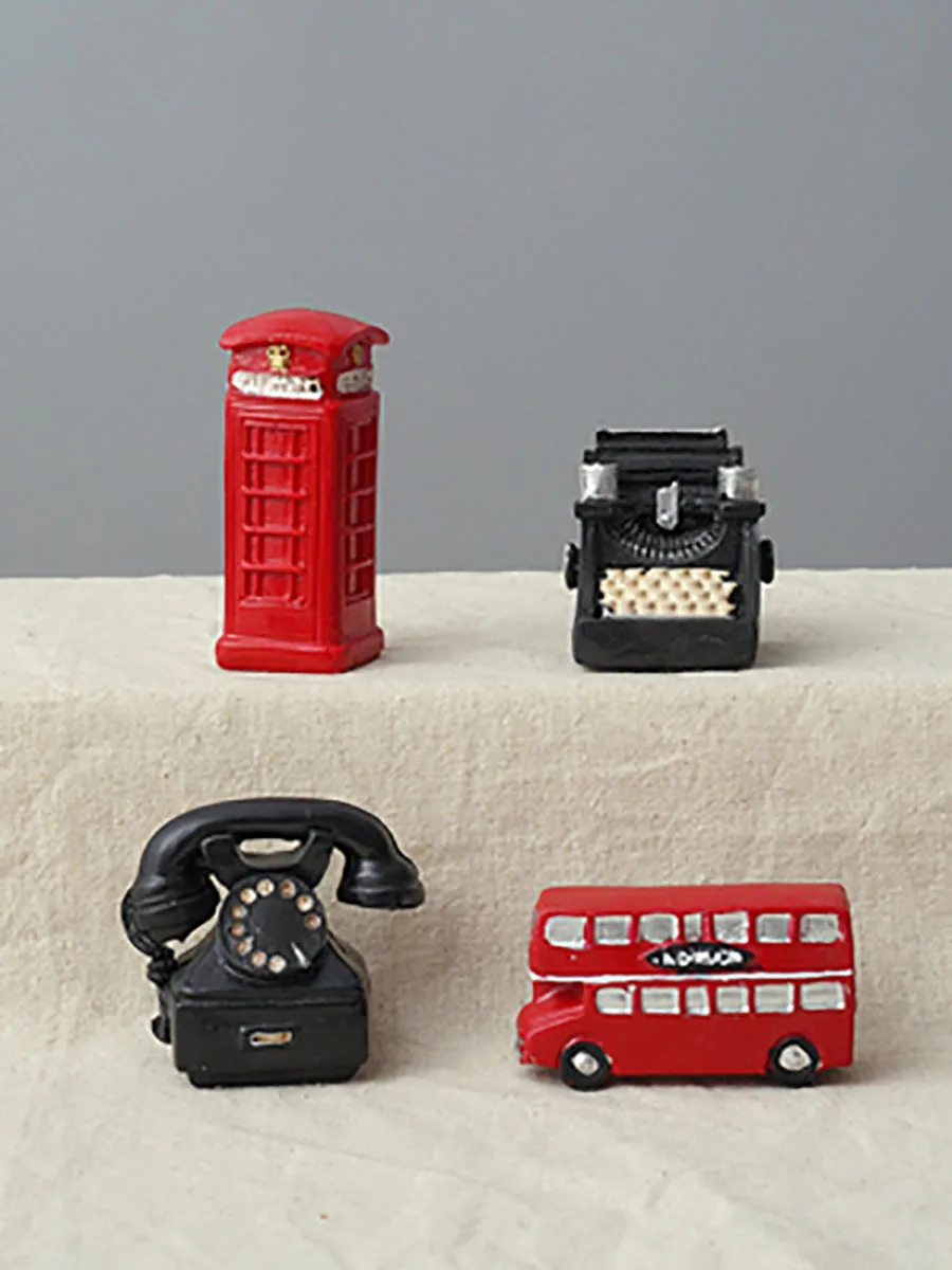 Creative Resin Crafts Ornament, Bus Postbox Telephone Booth, London Miniature Figurines, Desk Ornaments, Home Decor