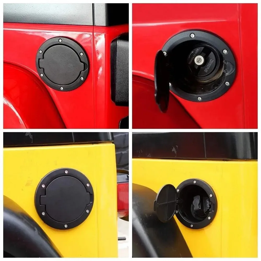 Black Aluminum Fuel Filler Door Locking Gas Tank Cap Cover for 2007-2018 Jeep Wrangler JK JKU & Unlimited Accessories 6