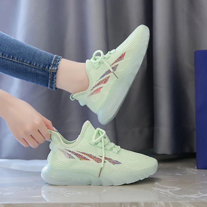 

New Arrival Women Casual Outdoor Shoes Knitting Breathable Jelly Design Platform Colorful Sneakers Size 35-40