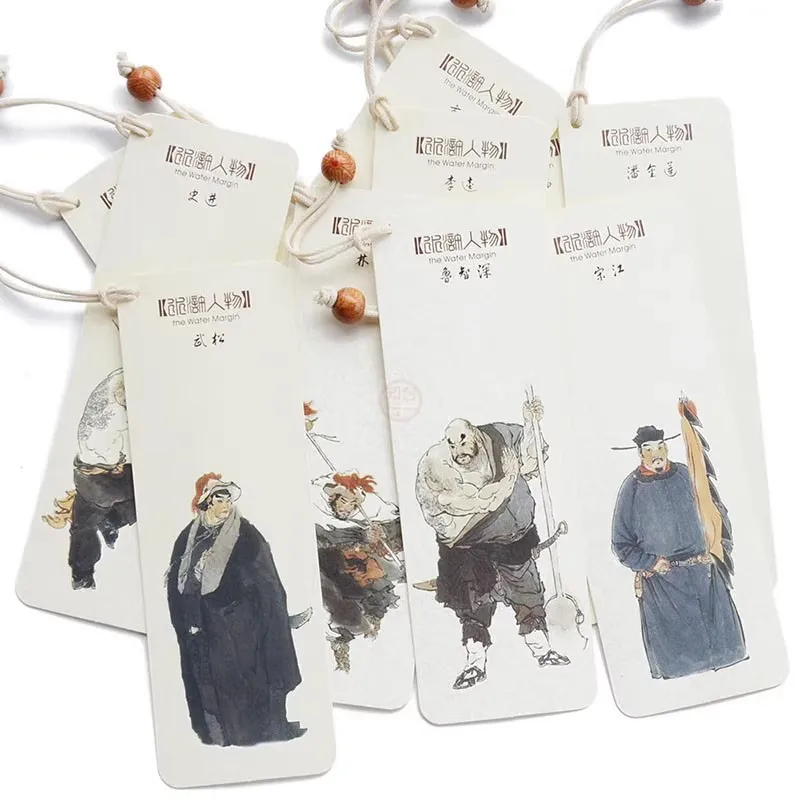 

10Pcs/Set Water Margin characters Paper Bookmarks Ancient Style Book Holder Message Card Gift Stationery
