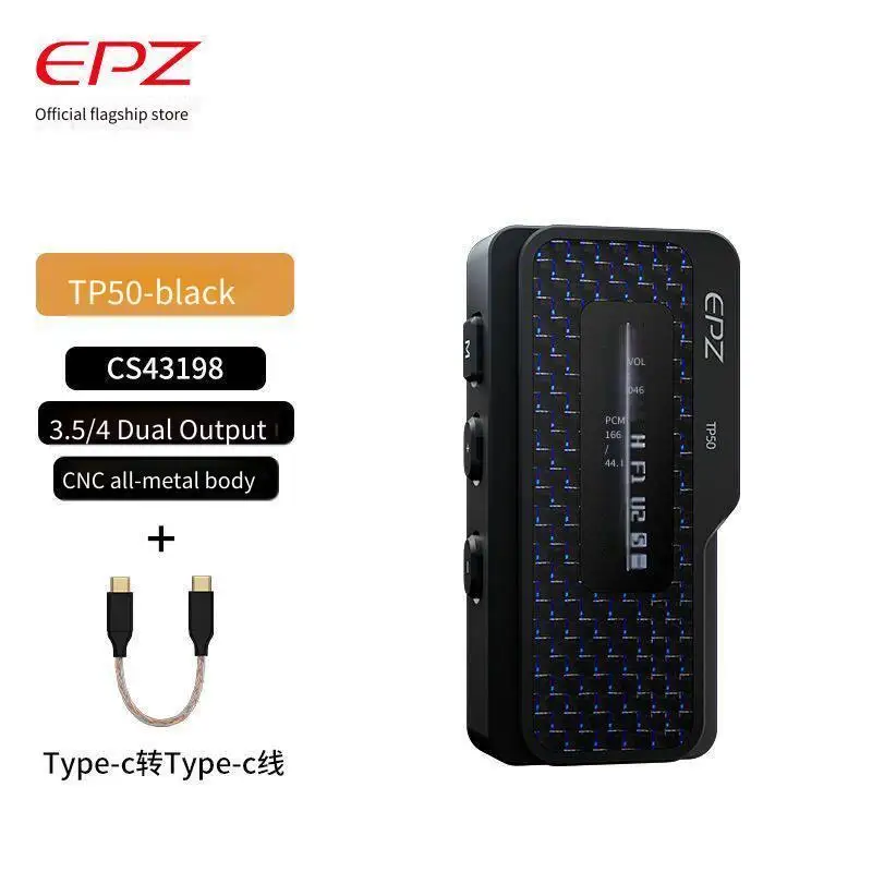 EPZ TP50 듀얼 CS43198 칩 휴대용 오디오 동글 블루투스 5.1 HiFi 디코더 헤드폰 앰프 증폭기 (휴대폰/노트북용)