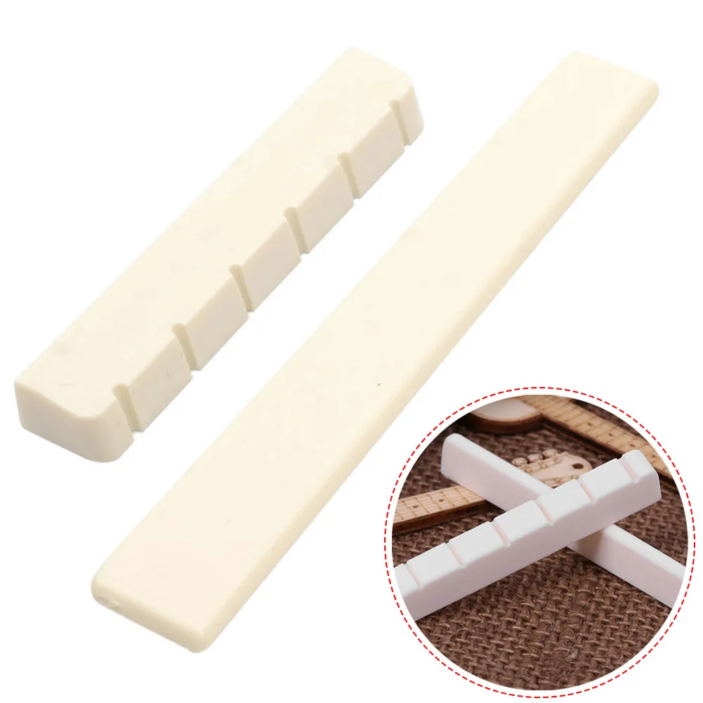 6-saitiger Knochen-Stegsattel für klassische Gitarre und Sattel, weiße Knochensteg-Ersatzteile, 80 mm, 52 mm, Echtknochen-Gitarrensattel – Detail 2