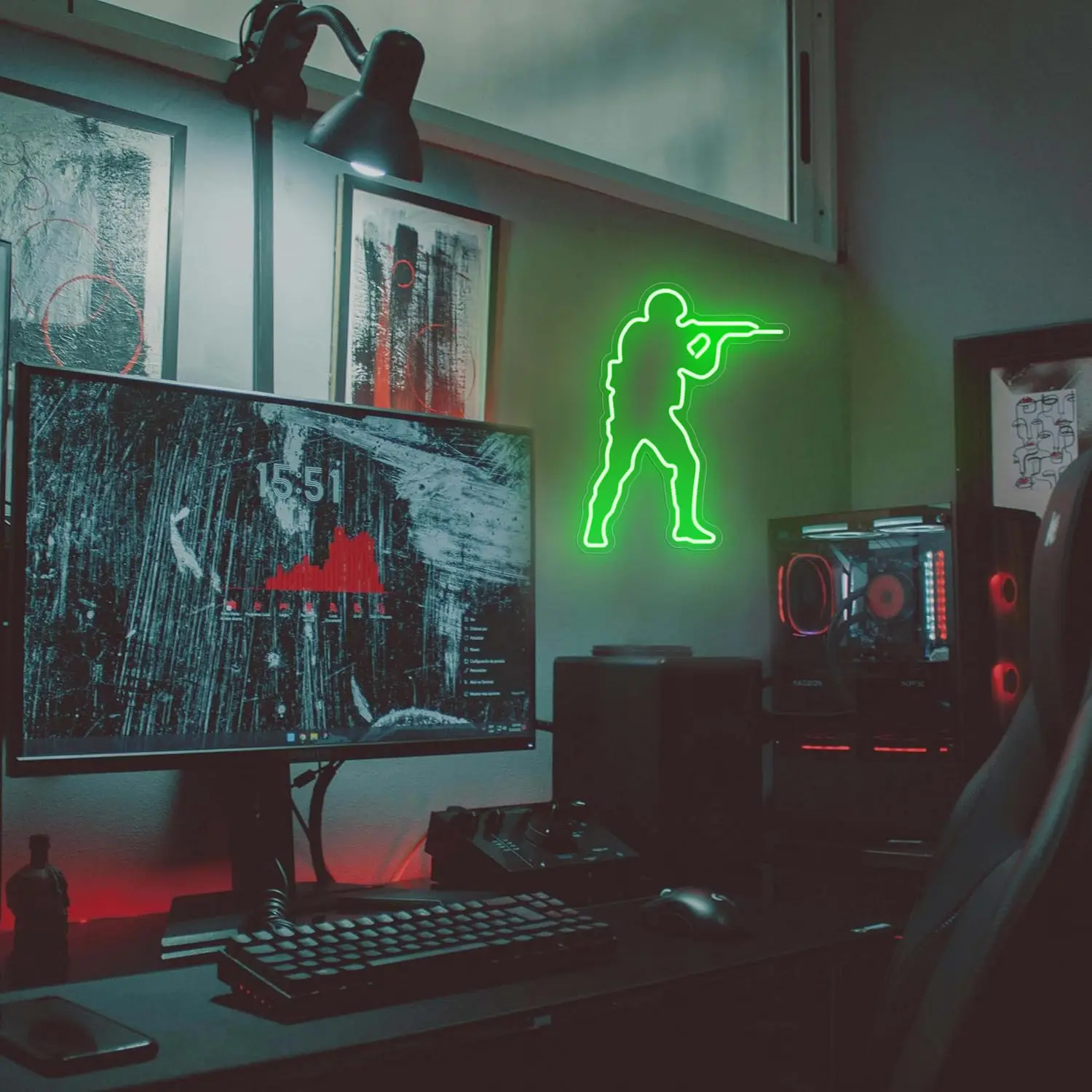 LED Neon Sign Csgo Gun Game Sign Dimmable LED Neon Light Sign For Gamer Room Decor