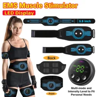 EMS Muscle Stimulator USB Rechargeable Abdominal Training Belt Adjustable Ab Workout Equipment LED Display for Body Shaping