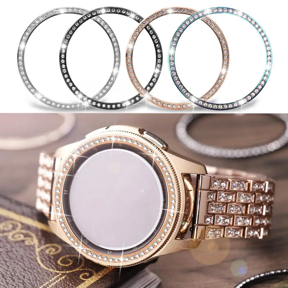 Custodia smartwatch Samsung Galaxy Watch 42mm R810/Galaxy Watch 46mm R800/R850/Gear S3 lunetta in metallo scala anello in acciaio decorazione - immagine 3
