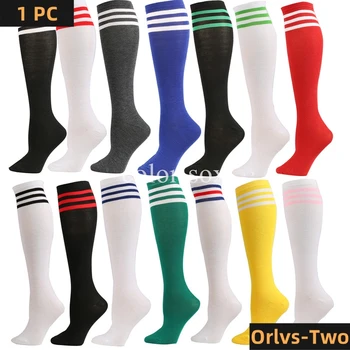 Calzini a compressione unisex Calzini da calcio Calzini antiscivolo a tubo lungo Calze alte al ginocchio Calzini da calcio a righe Calzini sportivi da corsa 1