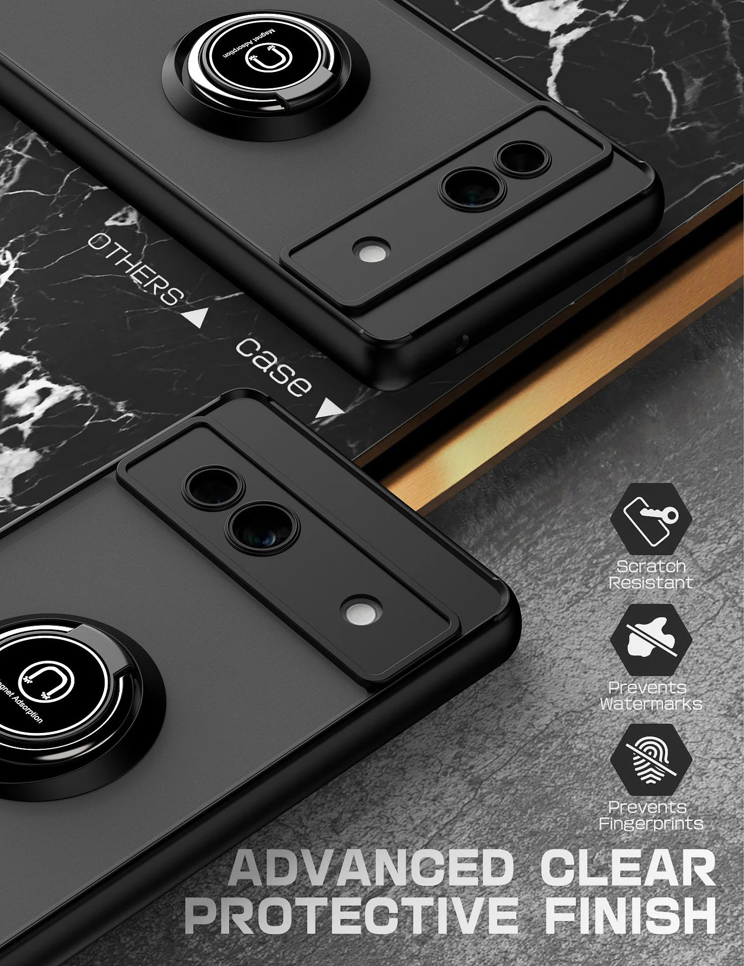 Shockproof Armor Matte Case with Magnetic Ring Stand Holder