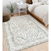Vintage Traditional Oriental Floral Medallion Blue Area Rug Ethnic Style Living Room Large Area Rug Home Bedroom Decorative Rug 2