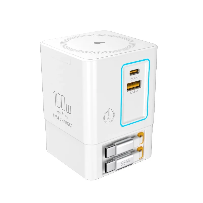 멀티 디바이스 105W 충전 스테이션 접이식 USB C 케이블 무선 충전 멀티탭 노트북 휴대폰 고속 충전 허브