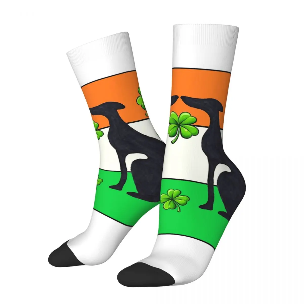 

Luck Of The Irish With A Four Leaf Clover Dogs Geryhound Greyhounds Dog Socks Travel 3D Print Boy Girls Mid-calf In tube socks