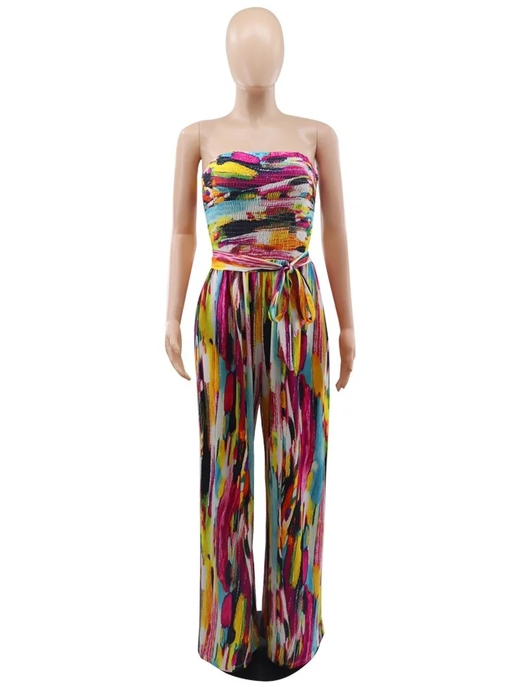 Wmstar Women's Jumpsuits Summer One Piece Outfits Print Holiday Off Shoulder Playsuits Overalls Wholesale Dropshipping S-2XL