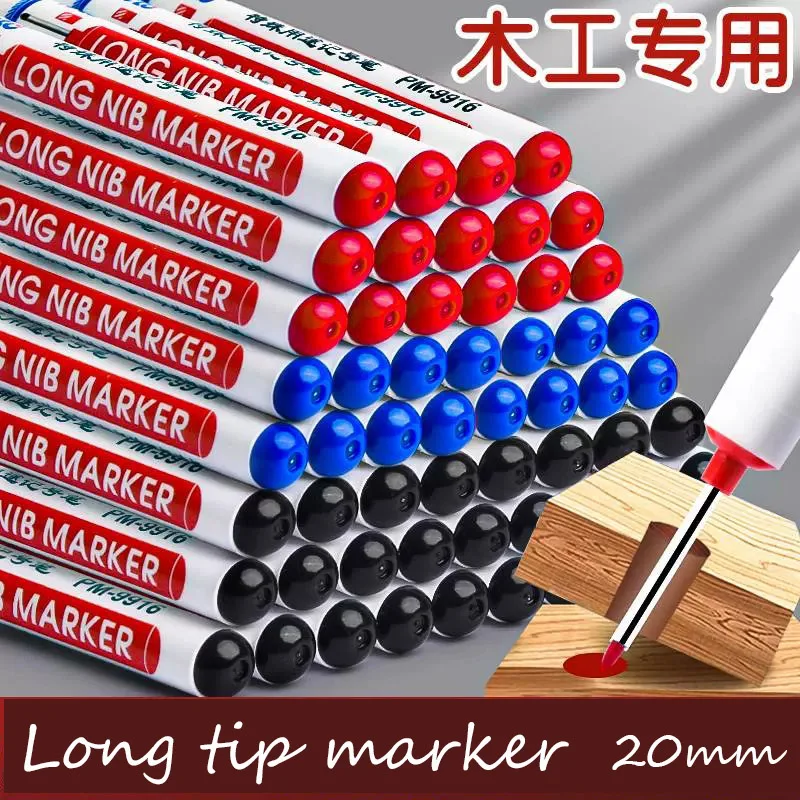 5pcs/set Long Nib Head Markers Bathroom Woodworking Decoration Painting Deep Hole Marker Pens Red/Black/Blue/Green/White Ink