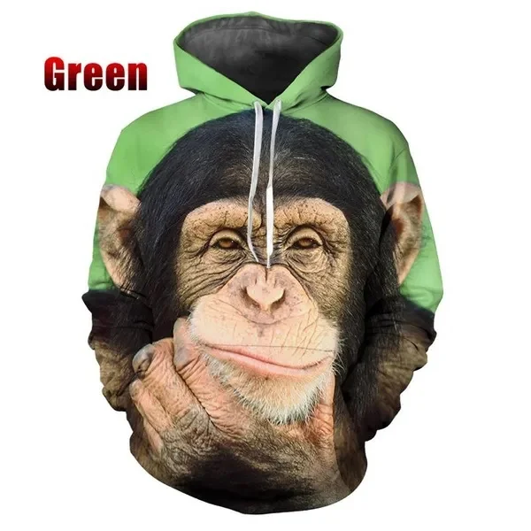 thumbnail image 1 of Nuevas sudaderas con capucha con estampado 3D de monos y animales para hombre, sudaderas divertidas con capucha Y2k, sudadera de hip hop, jersey Harajuku, ropa para mujer, 1 of 4