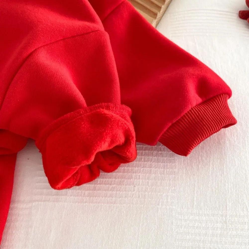 Boys Girls Letters Print Christmas Romper Hooded Christmas Jumpsuit Hooded Jumpsuit Fall Winter