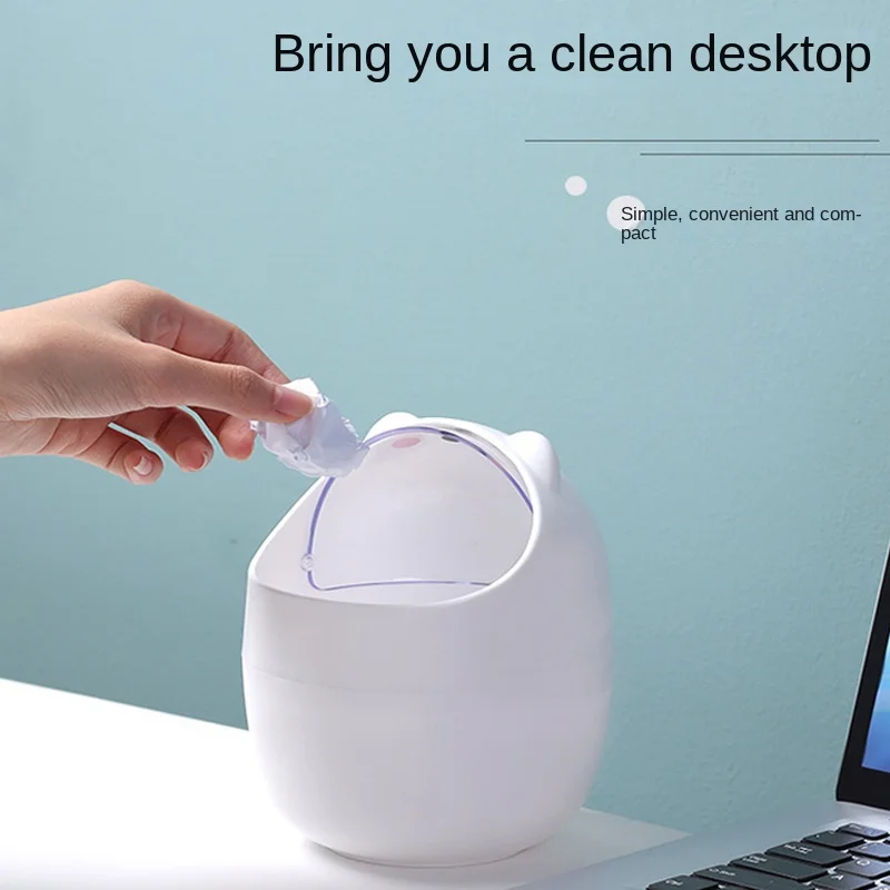 Desktop trash can Trash can Cute Cartoon Cat Desktop Waste Bin for Home & Office Mini Garbage Cans with Lid