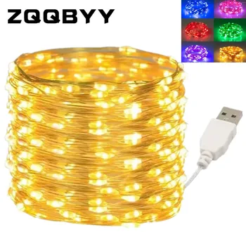 10M 20M impermeable USB luces LED cadena de alambre de cobre guirnalda de hadas lámpara de luz Navidad boda fiesta vacaciones iluminación corona