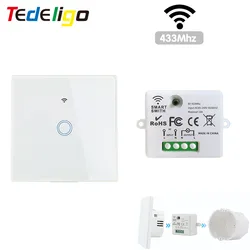 Mini Wireless Light Switch 110V 220V Relay Receiver Touch Wall Switch Remote ON OFF for Home Smart Home Control LED Lamp Fan