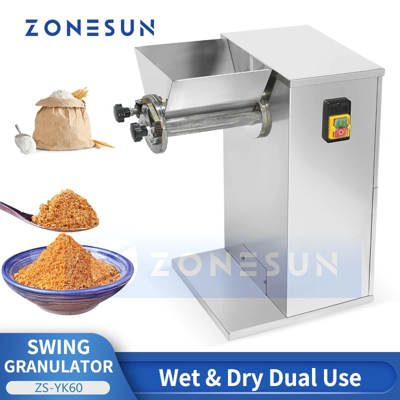 

ZONESUN Swing Granulator Flour Grains Stainless Steel Sieving Machine Pretreatment for Production ZS-YK60