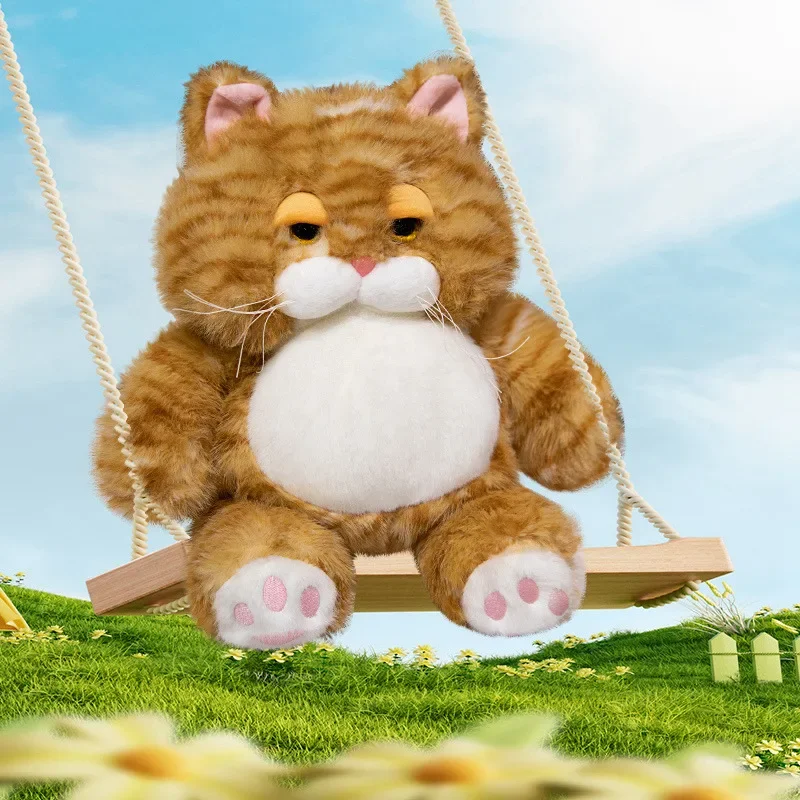 Fat Soft Cat Plush Doll Cute Pattern Weighted Sitting Design Parent-Child Game Toy for Children's Room Decor